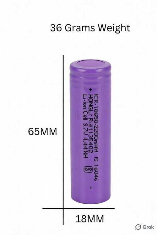 Lithium-ion Battery Cell (3.7V 2200mAh) Length 65mm Diameter 18mm Without Cap