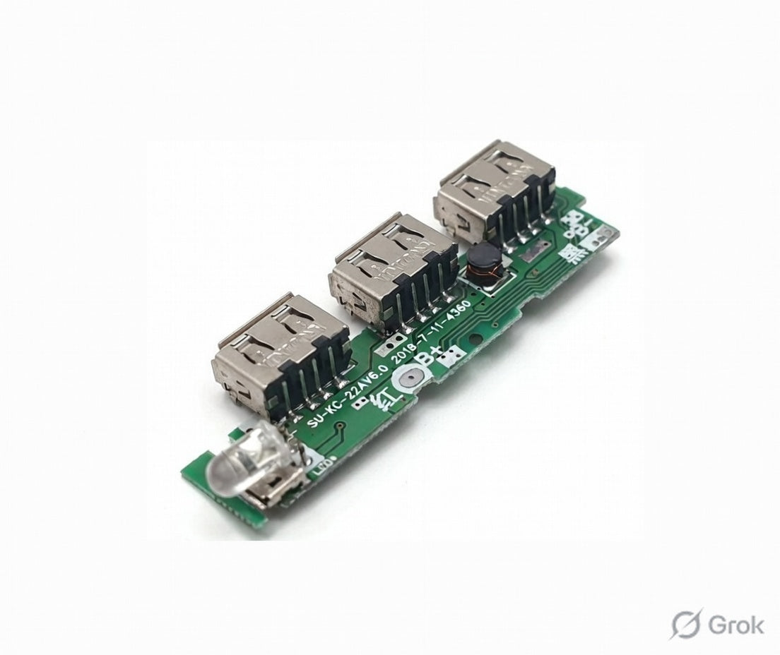 Power Bank Charging Module 3 Port USB Output PCB for DIY Projects Micro B USB charging pin