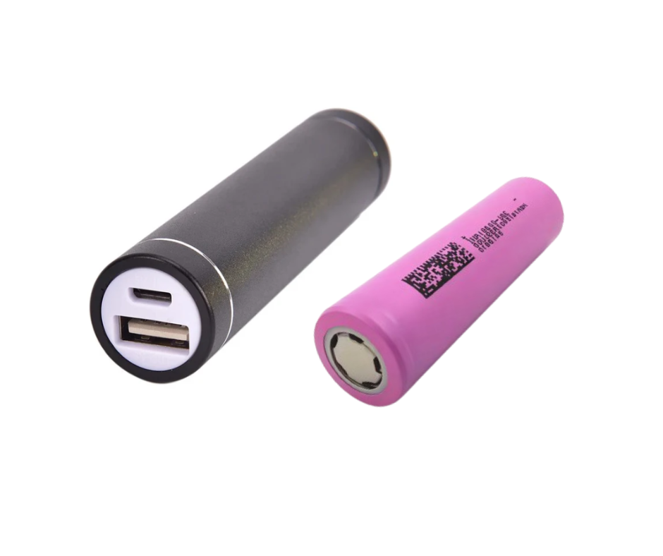 Mini Power Bank Case + 18650, 2200 mAh Battery Combo Rechargeable Fast Backup black color